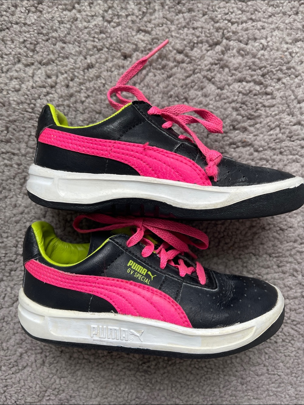 Puma Kids Black Sneakers with Hot Pink Accents
